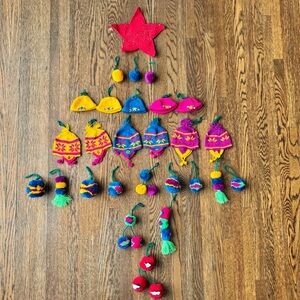Peruvian Style Knit Hats, Poms and Tree Topper Star